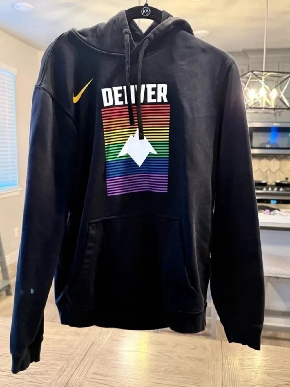 Nike Denver Nuggets Men's Black Rainbow Graphic Pullover Hoodie Small
